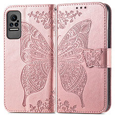 Custodia Portafoglio In Pelle Farfalla Cover con Supporto per Xiaomi Civi 5G Rosa