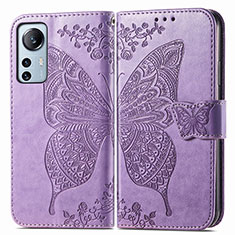 Custodia Portafoglio In Pelle Farfalla Cover con Supporto per Xiaomi Mi 12 Lite 5G Lavanda