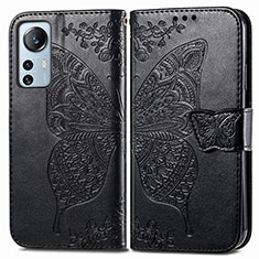 Custodia Portafoglio In Pelle Farfalla Cover con Supporto per Xiaomi Mi 12S Pro 5G Nero