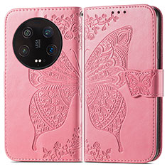Custodia Portafoglio In Pelle Farfalla Cover con Supporto per Xiaomi Mi 13 Ultra 5G Rosa Caldo