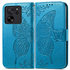 Custodia Portafoglio In Pelle Farfalla Cover con Supporto per Xiaomi Mi 13T 5G Blu