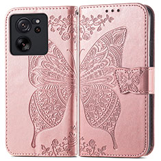 Custodia Portafoglio In Pelle Farfalla Cover con Supporto per Xiaomi Mi 13T 5G Oro Rosa