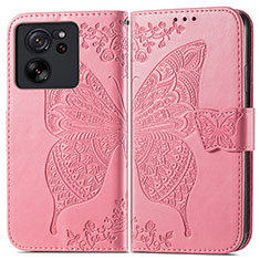 Custodia Portafoglio In Pelle Farfalla Cover con Supporto per Xiaomi Mi 13T 5G Rosa Caldo