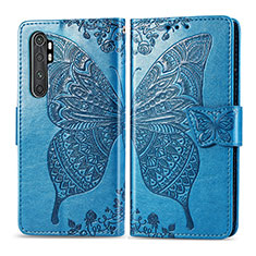 Custodia Portafoglio In Pelle Farfalla Cover con Supporto per Xiaomi Mi Note 10 Lite Blu