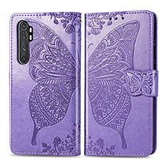 Custodia Portafoglio In Pelle Farfalla Cover con Supporto per Xiaomi Mi Note 10 Lite Lavanda