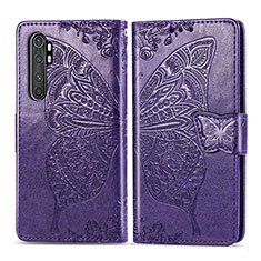 Custodia Portafoglio In Pelle Farfalla Cover con Supporto per Xiaomi Mi Note 10 Lite Viola