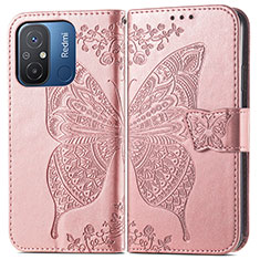 Custodia Portafoglio In Pelle Farfalla Cover con Supporto per Xiaomi Poco C55 Rosa