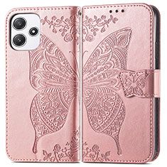 Custodia Portafoglio In Pelle Farfalla Cover con Supporto per Xiaomi Poco M6 Pro 5G Oro Rosa