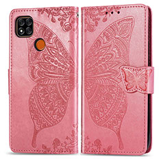 Custodia Portafoglio In Pelle Farfalla Cover con Supporto per Xiaomi Redmi 10A 4G Rosa Caldo