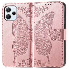 Custodia Portafoglio In Pelle Farfalla Cover con Supporto per Xiaomi Redmi 12 4G Oro Rosa