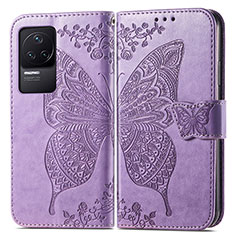 Custodia Portafoglio In Pelle Farfalla Cover con Supporto per Xiaomi Redmi K50 5G Lavanda