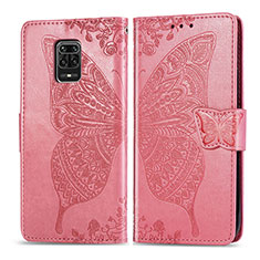 Custodia Portafoglio In Pelle Farfalla Cover con Supporto per Xiaomi Redmi Note 9S Rosa Caldo