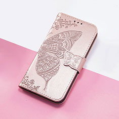 Custodia Portafoglio In Pelle Farfalla Cover con Supporto S01D per Google Pixel 4a Oro Rosa