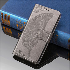 Custodia Portafoglio In Pelle Farfalla Cover con Supporto S01D per Samsung Galaxy S22 Ultra 5G Grigio