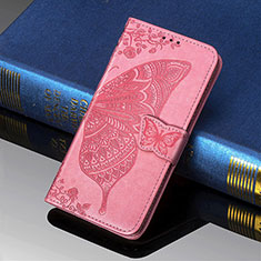 Custodia Portafoglio In Pelle Farfalla Cover con Supporto S01D per Samsung Galaxy S23 Ultra 5G Rosa Caldo