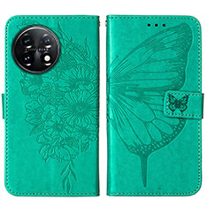 Custodia Portafoglio In Pelle Farfalla Cover con Supporto Y01B per OnePlus 11 5G Verde