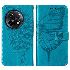 Custodia Portafoglio In Pelle Farfalla Cover con Supporto Y01B per OnePlus 11R 5G Blu