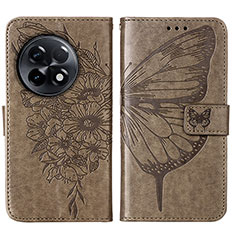 Custodia Portafoglio In Pelle Farfalla Cover con Supporto Y01B per OnePlus 11R 5G Grigio