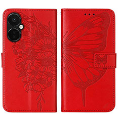 Custodia Portafoglio In Pelle Farfalla Cover con Supporto Y01B per OnePlus Nord CE 3 5G Rosso