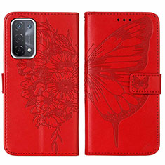 Custodia Portafoglio In Pelle Farfalla Cover con Supporto Y01B per OnePlus Nord N200 5G Rosso