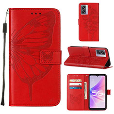Custodia Portafoglio In Pelle Farfalla Cover con Supporto Y01B per OnePlus Nord N300 5G Rosso