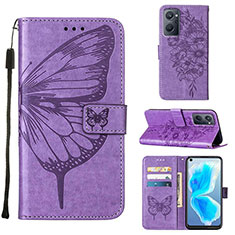 Custodia Portafoglio In Pelle Farfalla Cover con Supporto Y01B per Oppo A96 4G Lavanda