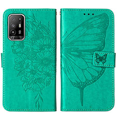 Custodia Portafoglio In Pelle Farfalla Cover con Supporto Y01B per Oppo F19 Pro+ Plus 5G Verde