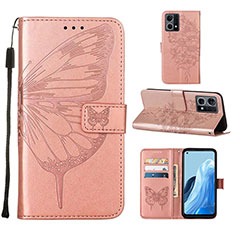 Custodia Portafoglio In Pelle Farfalla Cover con Supporto Y01B per Oppo F21 Pro 4G Oro Rosa