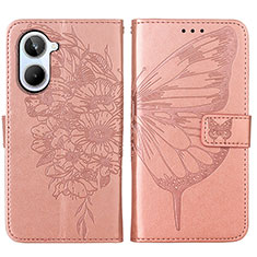 Custodia Portafoglio In Pelle Farfalla Cover con Supporto Y01B per Realme 10 4G Oro Rosa