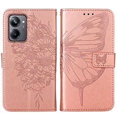 Custodia Portafoglio In Pelle Farfalla Cover con Supporto Y01B per Realme 10 Pro 5G Oro Rosa