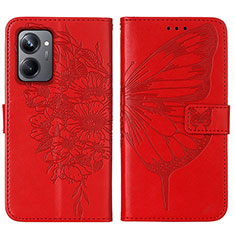 Custodia Portafoglio In Pelle Farfalla Cover con Supporto Y01B per Realme 10 Pro 5G Rosso