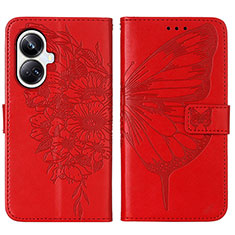 Custodia Portafoglio In Pelle Farfalla Cover con Supporto Y01B per Realme 10 Pro+ Plus 5G Rosso