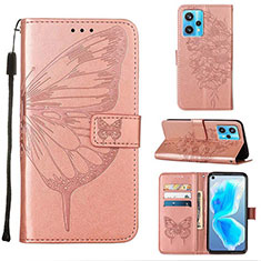 Custodia Portafoglio In Pelle Farfalla Cover con Supporto Y01B per Realme 9 Pro+ Plus 5G Oro Rosa