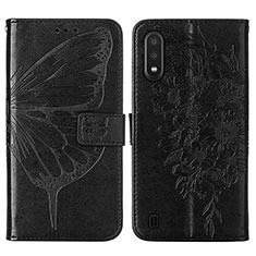 Custodia Portafoglio In Pelle Farfalla Cover con Supporto Y01B per Samsung Galaxy A01 SM-A015 Nero