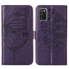 Custodia Portafoglio In Pelle Farfalla Cover con Supporto Y01B per Samsung Galaxy A03s Viola