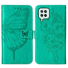 Custodia Portafoglio In Pelle Farfalla Cover con Supporto Y01B per Samsung Galaxy A22 4G Verde