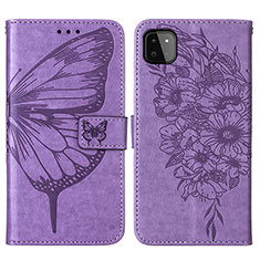 Custodia Portafoglio In Pelle Farfalla Cover con Supporto Y01B per Samsung Galaxy A22 5G Lavanda