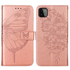 Custodia Portafoglio In Pelle Farfalla Cover con Supporto Y01B per Samsung Galaxy A22 5G Oro Rosa