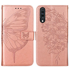 Custodia Portafoglio In Pelle Farfalla Cover con Supporto Y01B per Samsung Galaxy A30S Oro Rosa