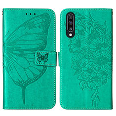 Custodia Portafoglio In Pelle Farfalla Cover con Supporto Y01B per Samsung Galaxy A30S Verde