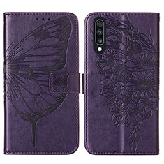 Custodia Portafoglio In Pelle Farfalla Cover con Supporto Y01B per Samsung Galaxy A30S Viola
