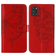 Custodia Portafoglio In Pelle Farfalla Cover con Supporto Y01B per Samsung Galaxy A31 Rosso