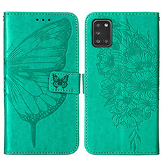 Custodia Portafoglio In Pelle Farfalla Cover con Supporto Y01B per Samsung Galaxy A31 Verde