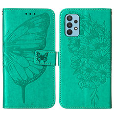 Custodia Portafoglio In Pelle Farfalla Cover con Supporto Y01B per Samsung Galaxy A32 5G Verde