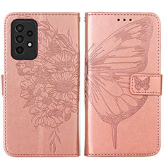 Custodia Portafoglio In Pelle Farfalla Cover con Supporto Y01B per Samsung Galaxy A33 5G Oro Rosa
