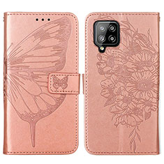 Custodia Portafoglio In Pelle Farfalla Cover con Supporto Y01B per Samsung Galaxy A42 5G Oro Rosa
