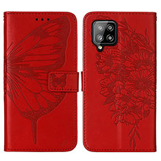 Custodia Portafoglio In Pelle Farfalla Cover con Supporto Y01B per Samsung Galaxy A42 5G Rosso