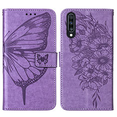 Custodia Portafoglio In Pelle Farfalla Cover con Supporto Y01B per Samsung Galaxy A50 Lavanda