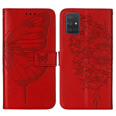 Custodia Portafoglio In Pelle Farfalla Cover con Supporto Y01B per Samsung Galaxy A51 4G Rosso