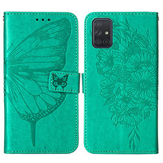 Custodia Portafoglio In Pelle Farfalla Cover con Supporto Y01B per Samsung Galaxy A51 4G Verde